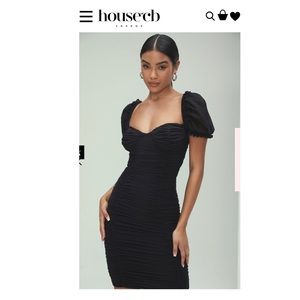 MISTRESS ROCKS VIXEN BLACK RUCHED MESH DRESS -HOUSE OF CB-